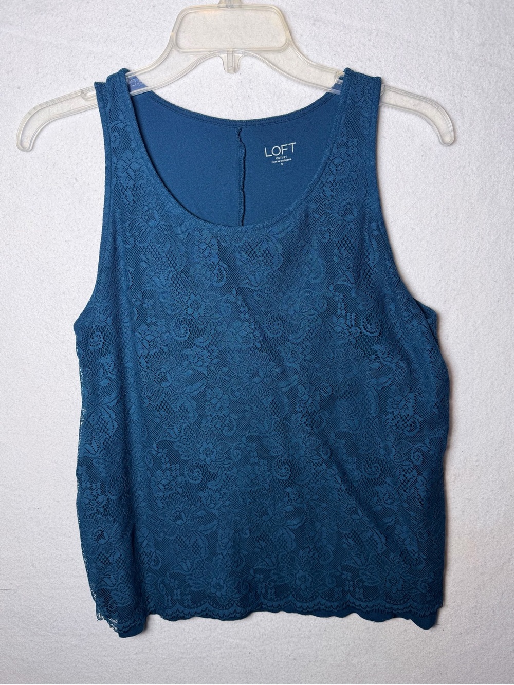 LOFT Outlet Teal Blue Lace Layered Sleeveless Tank Top Size Small